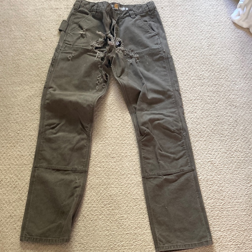 Men's Carhartt Distressed Canvas Pants 32X34